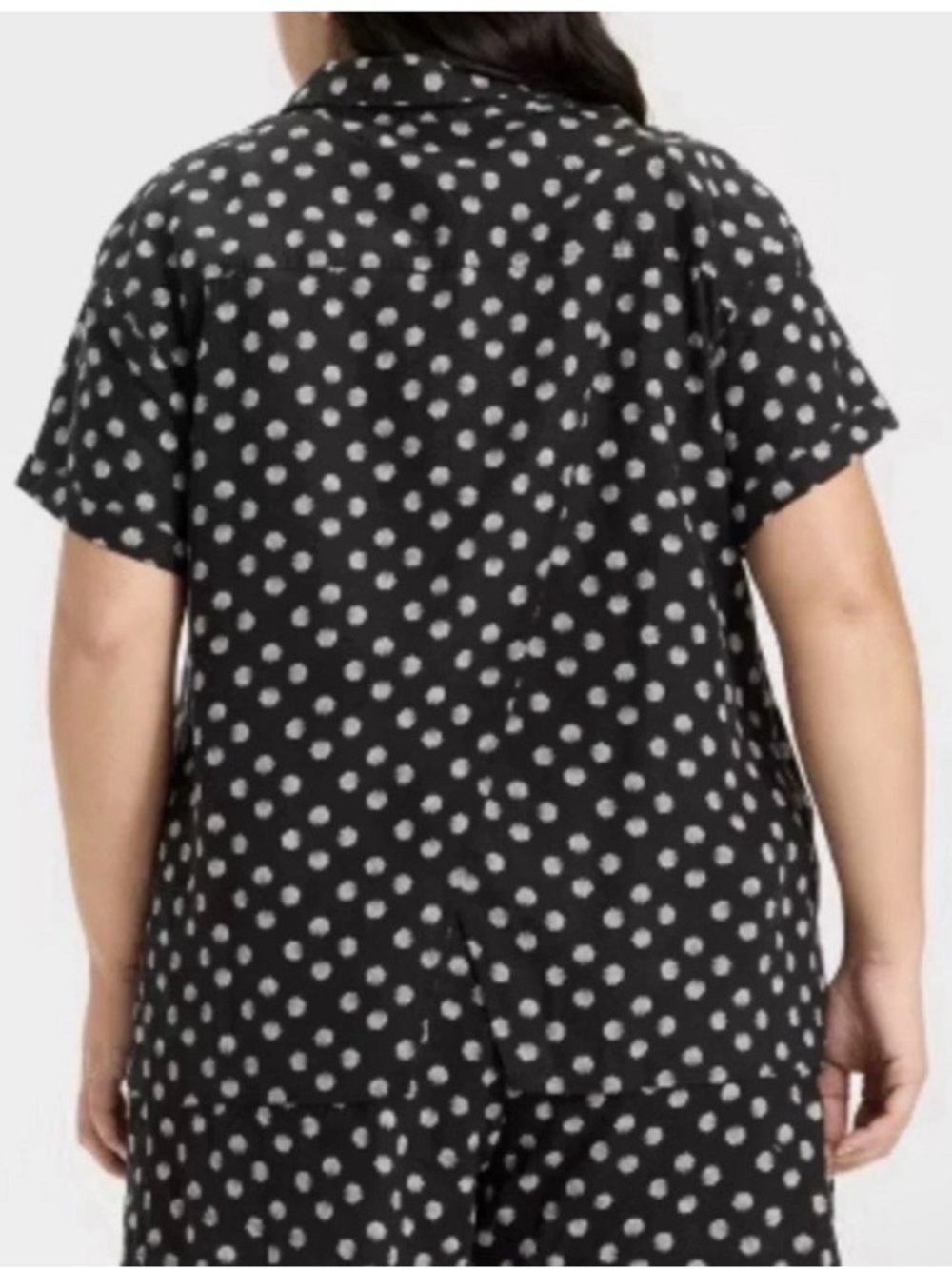 Plus Size Black Sea shells  Button-Up Short Sleeve Top - Picture 3 of 4
